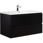 Meuble de salle de bain angela 90 cm lavabo noir mat ? armoire d Meuble de salle de bain angela 90 cm lavabo noir mat ? armoire d