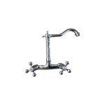 Bagnoclic - robinet mitigeur complet mural en vieux laiton bronz d'poque