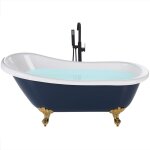 Baignoire acrylique autoportante avec pieds 150 x 77 cm bleu et dor cayman