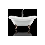 Baignoire ancienne sur pieds darlington blanche 175 cm pieds d'aigle cuivre rouge vieilli
