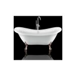 Baignoire ancienne sur pieds darlington blanche 175 cm pieds de lion cuivre rouge vieilli