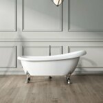 Rogier&mothes - baignoire ancienne sur pieds richmond blanche 155 cm pieds de lion chroms