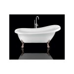 Rogier&mothes - baignoire ancienne sur pieds richmond blanche 155 cm pieds de lion cuivre rouge vieilli ...