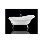 Baignoire sur pieds r�tro richmond blanche 171 cm pieds de lion bronze jaune vieilli