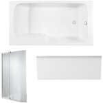Baignoire bain douche jacob delafon malice antidrapante + tablier niche + pare bain 170 x 90 droite