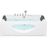 Beliani - baignoire balnéo de forme rectangulaire en acrylique blanc vitré et led multicolore 2 appuis ... Beliani - baignoire balnéo de forme rectangulaire en acrylique blanc vitré et led multicolore 2 appuis ...