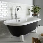 Planetebain - baignoire lot rtro charly noire et blanche avec pieds moderne conique blanc