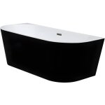 Baignoire semi îlot - 245l - 170 x 75 x 58 cm - noir brillant - acrylique - divina Baignoire semi îlot - 245l - 170 x 75 x 58 cm - noir brillant - acrylique - divina