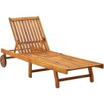 Bain de soleil chaise longue de jardin bois d'acacia solide vidaxl