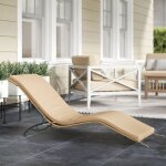 Bain de soleil avec coussin int�gr� r�sistant aux uv et aux �claboussures structure acier en rotin beige ...