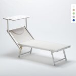 Bain de soleil de jardin transat professionnel en aluminium piscine italia - blanc