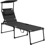 Bain de soleil - outsunny - pliante et inclinable - avec pare - soleil, appuie - t�te - en tissu oxford ...