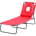 Bain de soleil pliable transat inclinable 4 positions chaise longue de lecture 3 coussins fournis rouge ...