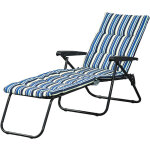 Bain de soleil pliable transat inclinable 6 positions grand confort avec matelas + accoudoirs acier polyester ...