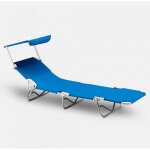 Transat bain de soleil pliant avec pare - soleil ? aluminium anodis� ? tissu oxford imperm�able ? dossier ...