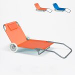 Bain de soleil pliant transat de piscine portable avec roues banana - orange
