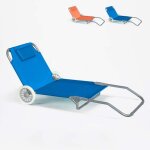Bain de soleil pliant transat de piscine portable avec roues banana - turquoise
