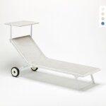 Bain de soleil avec roues transat aluminium jardin piscine alabama - gris