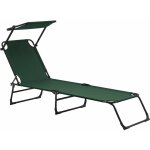 Bain de soleil transat chaise longue pliable avec pare - soleil acier pvc polyester 187 cm gris clair ...