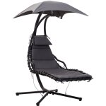 Outsunny - bain de soleil transat suspendu avec pare - soleil et matelas design contemporain 190l x 115l ...