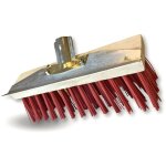Balai de cantonnier avec racloir mtallique longueur 32 cm piste extrieur garnissage pvc rouge semelle ...