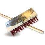 Balai de cantonnier avec racloir mtallique longueur 32 cm piste extrieur garnissage pvc rouge semelle ...