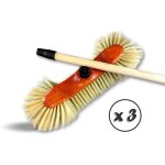Balais mnage demi - tte garnissage soie blanche 65 mm sans manche - lot de 3 - avec manche 125 cm