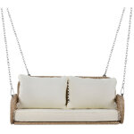 Balancelle double suspendue en rotin pe, pour jardin, avec coussins d�houssables, 2 cha�nes 240 cm, charge ...