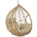 Balancelle fauteuils  bascule suspendu en rotin synthtique coloris naturel - longueur 105 x hauteur ...