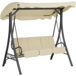 Balancelle de jardin en acier et tissu beige hauteur du baldaquin ajustable garbo