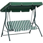 Balancelle de jardin en acier et tissu vert et blanc baldaquin ajustable chaplin