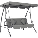 Balancelle de jardin - convertible 3 places - inclinaison toit r�glable matelas - 2 x 1, 25 x 1, 7 m ...