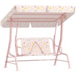 Balancelle de jardin enfant 75x112x120 cm 2 places avec auvent r�glable et ceintures de s�curit� polyester ...