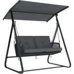 Balancelle de jardin - outsunny - 2 places - toit r�glable et coussin �pais - r�sine tress�e - 150 x ...