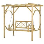 Balancelle avec pergola, pour 2 personnes, hauteur r�glable, structure en bois massif, 2, 21 x 1, 40 ...
