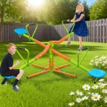 Balan�oire bascule 4 places rotatif � 360�, jeu de bascule ext�rieur avec si�ges robustes, tr�buchet ...