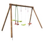 M&s - portique bois 2, 95 m avec deux balan�oires et un vis - � - vis