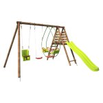 M&s - balan�oire en bois trait� 3 agr�s et toboggan colza