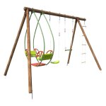 Soulet - portique bois 3, 48 m avec balanoire, trapze, balancelle et chelle