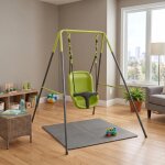 Balan�oire pour enfants int�rieur et ext�rieur avec si�ge de s�curit�, portique en m�tal compact, 94x146x118 ...