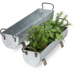 Balconnire gouttire pot de fleurs mtal jardinire zinc jardin bac  fleurs dco set de 2, argent ...