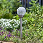Balise solaire globe 10 cm verre craquel�, pack de 5