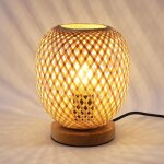 Bambou tiss� lampe de table, lampe de chevet abat - jour en bambou design avec base en bois naturel pour ...