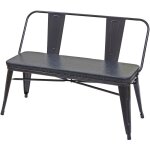 Hhg - banc  2 places 438, pour vestiaire, salle  manger, design industriel - vintage, similicuir, noir ...
