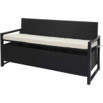Hegele - banc 3 places en poly rotin hhg - 596, banc de jardin banc coffre, anthracite, coussin crme ...