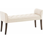 Banc banquette capitonné en tissu crème avec pieds en bois marron foncé largeur 133cm ban10090 Banc banquette capitonné en tissu crème avec pieds en bois marron foncé largeur 133cm ban10090