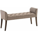 Banc banquette capitonné en tissu taupe avec pieds en bois marron foncé largeur 133cm ban10100 Banc banquette capitonné en tissu taupe avec pieds en bois marron foncé largeur 133cm ban10100