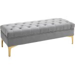 Banc banquette capitonne style classique chic dim. 118l x 45l x 42h cm pitement mtal dor velours ...