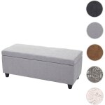 Mendler - banc / banquette / coffre de rangement kriens, 112x45x45cm, tissu, gris words fabric