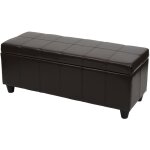 Hhg - banc / banquette / coffre de rangement kriens, 114x45x45cm, similicuir, marron